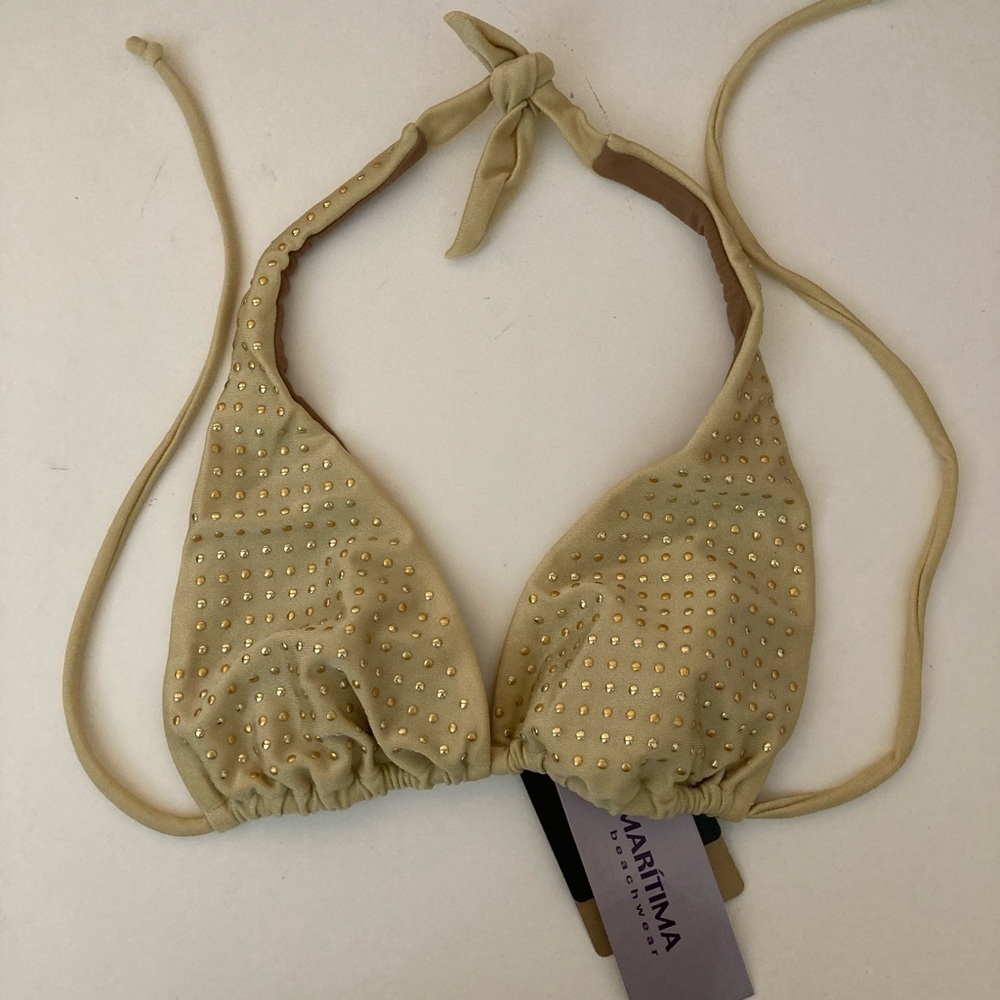 CIA.Maritima Light Golden Bikini Top Petite Small Brand New